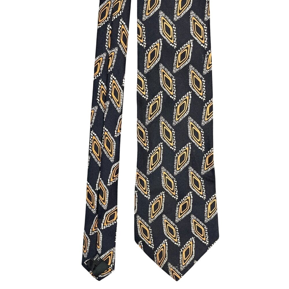 Ted‎ Lapidus Geometric Motif Tie Men OS Vintage 90s Silk Designer Dress 56"